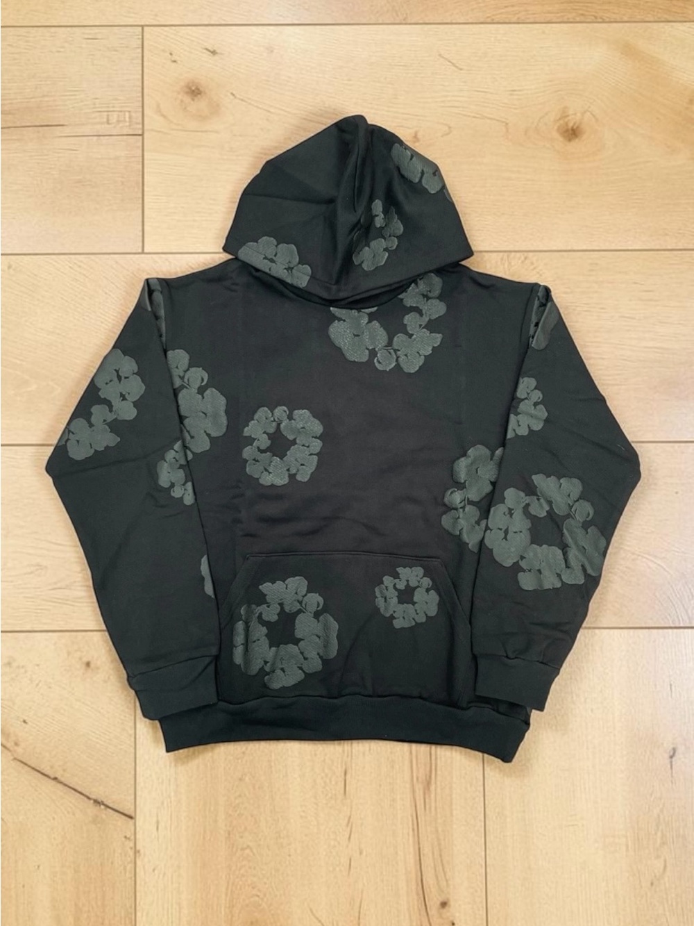 Denim Tears Black Mono Cotton Wreath Hoodie S-XL